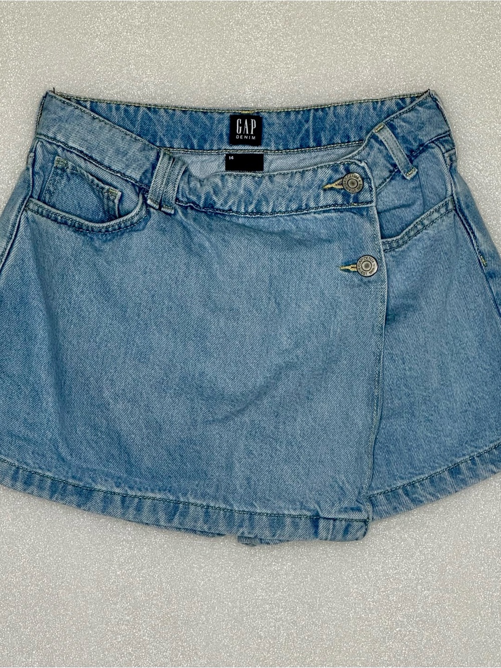 GAP Kids Denim Button-Front Wrap Mini Skirt (shorts) Sz 14